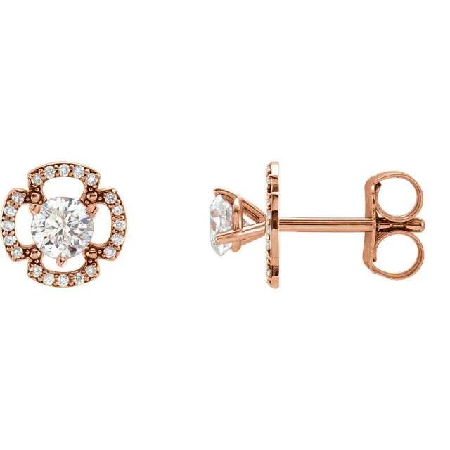 1/5Ct Clover Diamond Earring Jackets 14K Rose Gold (5-5.5mm)