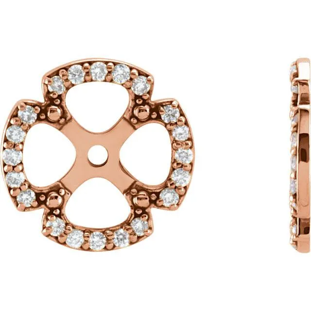 1/5Ct Clover Diamond Earring Jackets 14K Rose Gold (5-5.5mm)