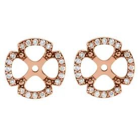 1/5Ct Clover Diamond Earring Jackets 14K Rose Gold (5-5.5mm)