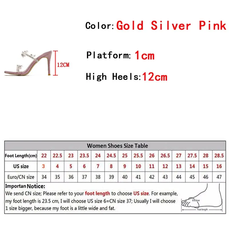 Advbridge Sexy Crystal Rhinestone High Heels Party Slippers Fashion Snake Print Open Toe Transparent Sandals Sliders Shoes Women