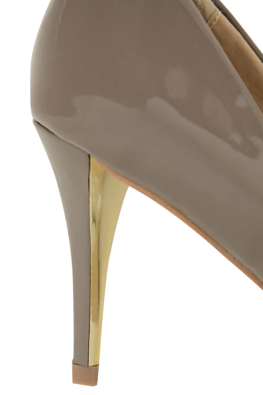 AGNES Taupe Patent Court Pumps