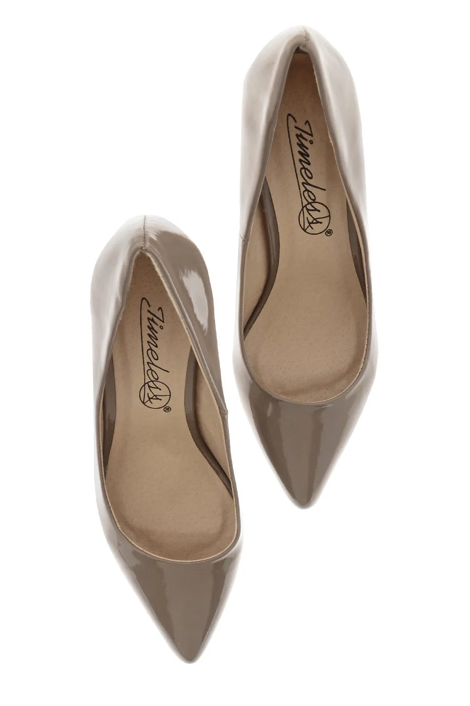 AGNES Taupe Patent Court Pumps