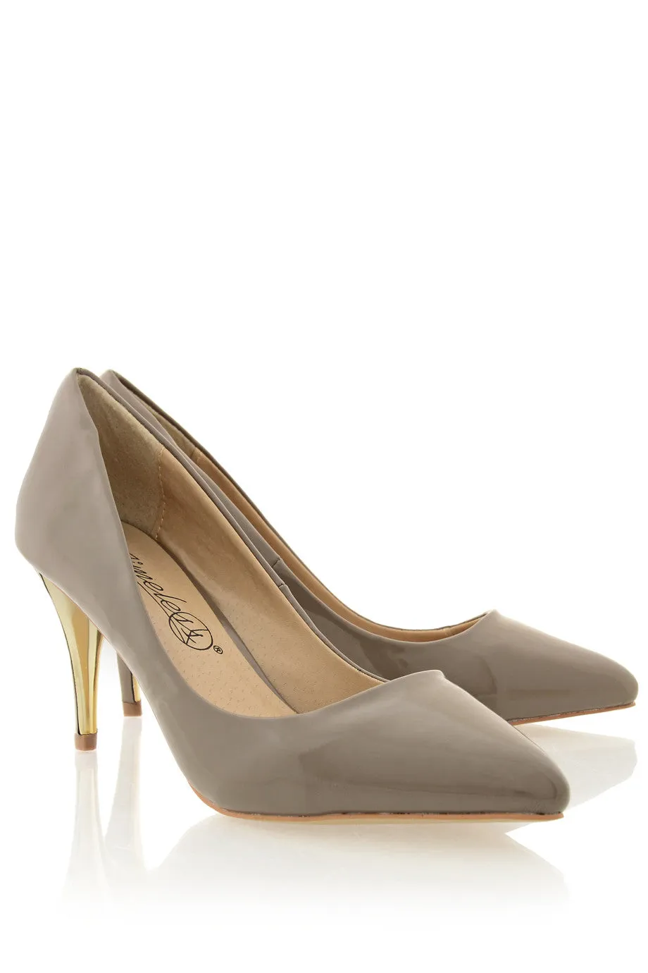 AGNES Taupe Patent Court Pumps