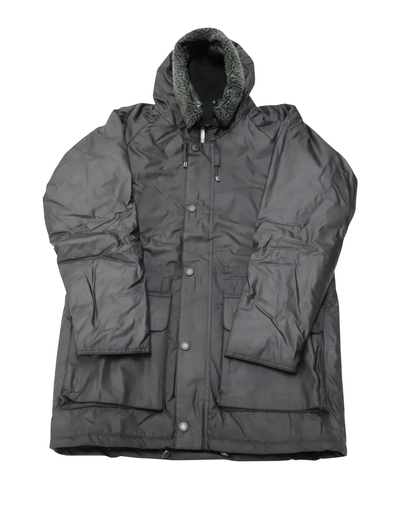 Barbour Fenton Wax Jacket in Black Cotton