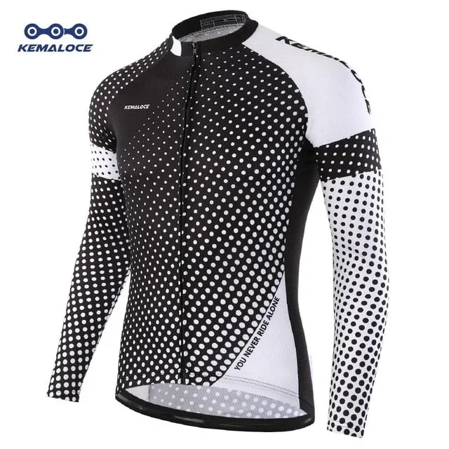 Blue Men Pro Long Sleeve Cycling Jersey Maillot Ropa Ciclismo Autumn Spring Cycling Top MTB Polyester Bike Jersey Bicycle Shirts