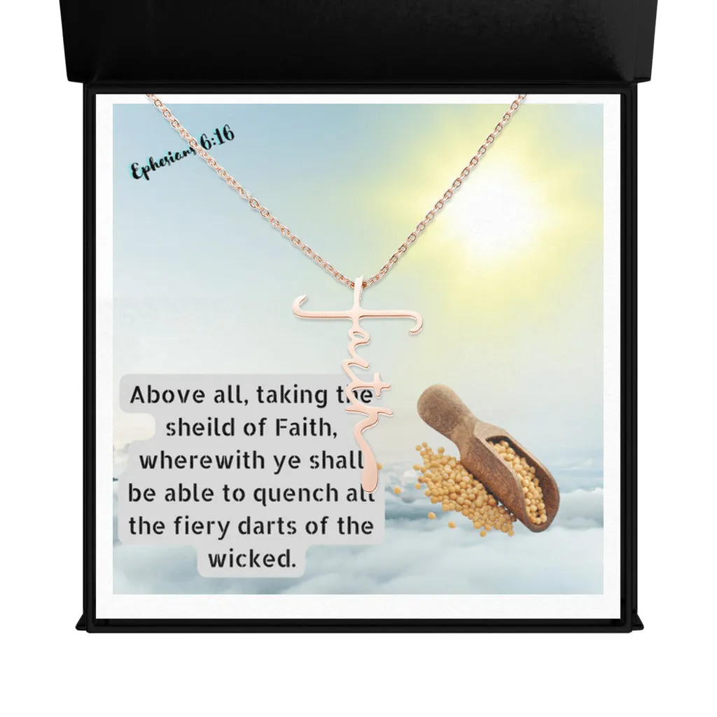 Faith Forever -Ephesians 6:16 Faith Cross Necklace -Ships from The US