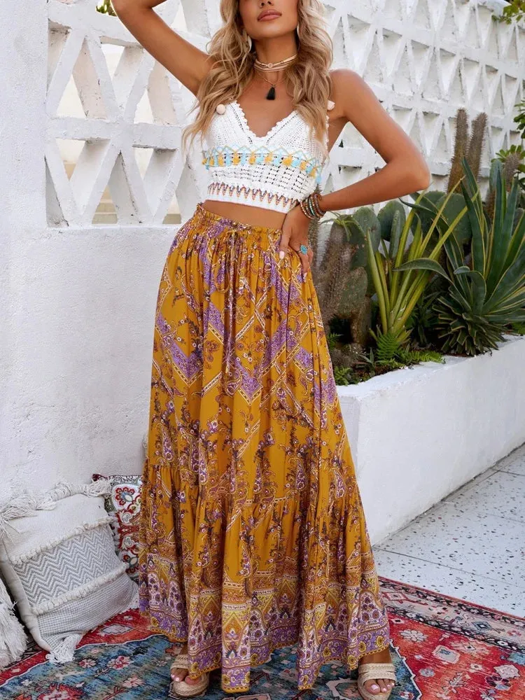 Fashion Sweet Clothing Long New Bohemian Beach Elegant Loose Skirt Dress