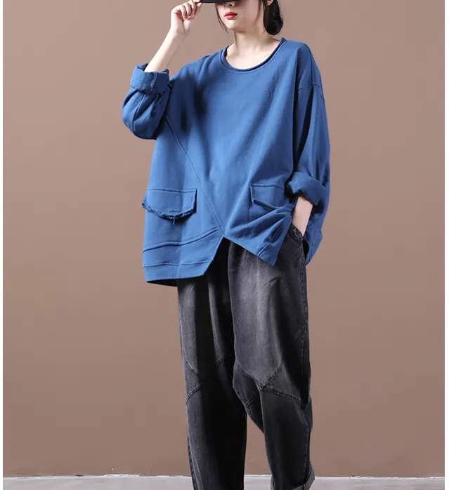 Fleece Sweater Autumn Women Cotton Tops Women Coat Loose Style H9506