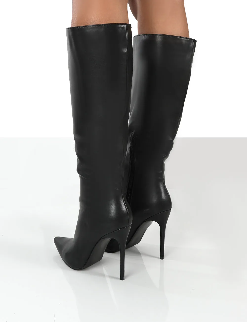 Horizon Black PU Knee High Boots