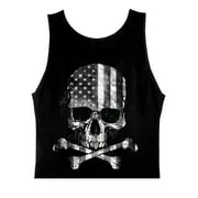 Hot Leathers GMT3429 Men’s ‘Flag Skull’ Black Tank Top Shirt