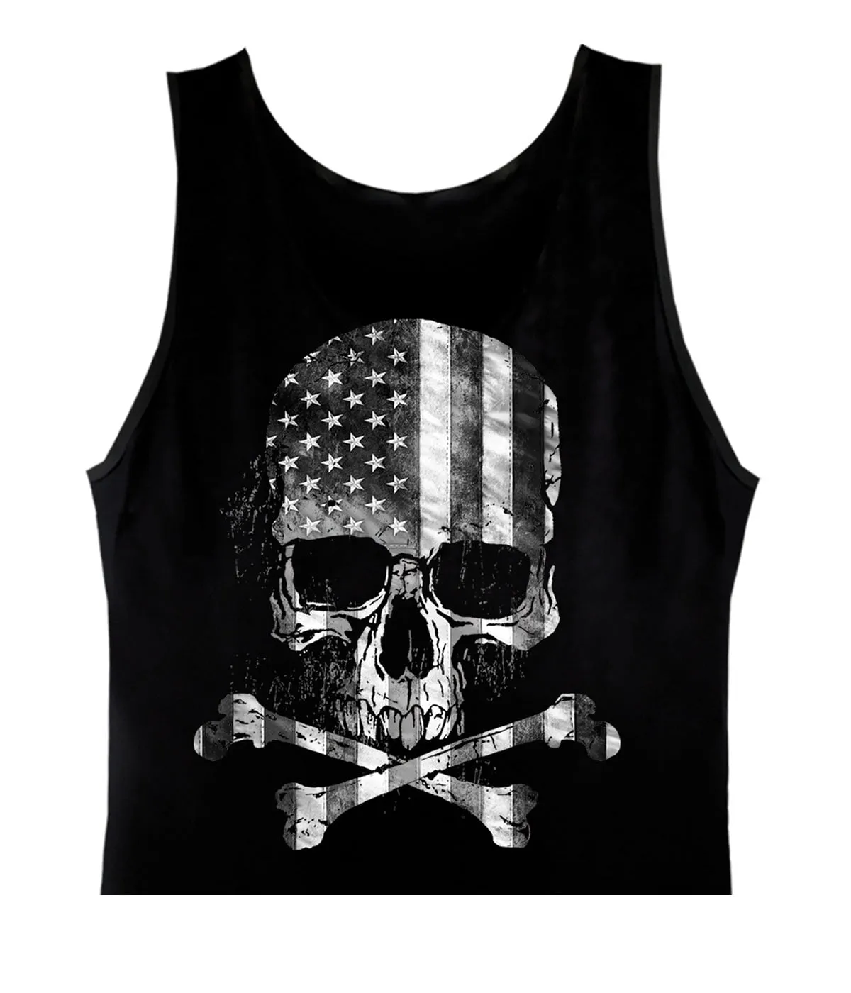 Hot Leathers GMT3429 Men’s ‘Flag Skull’ Black Tank Top Shirt