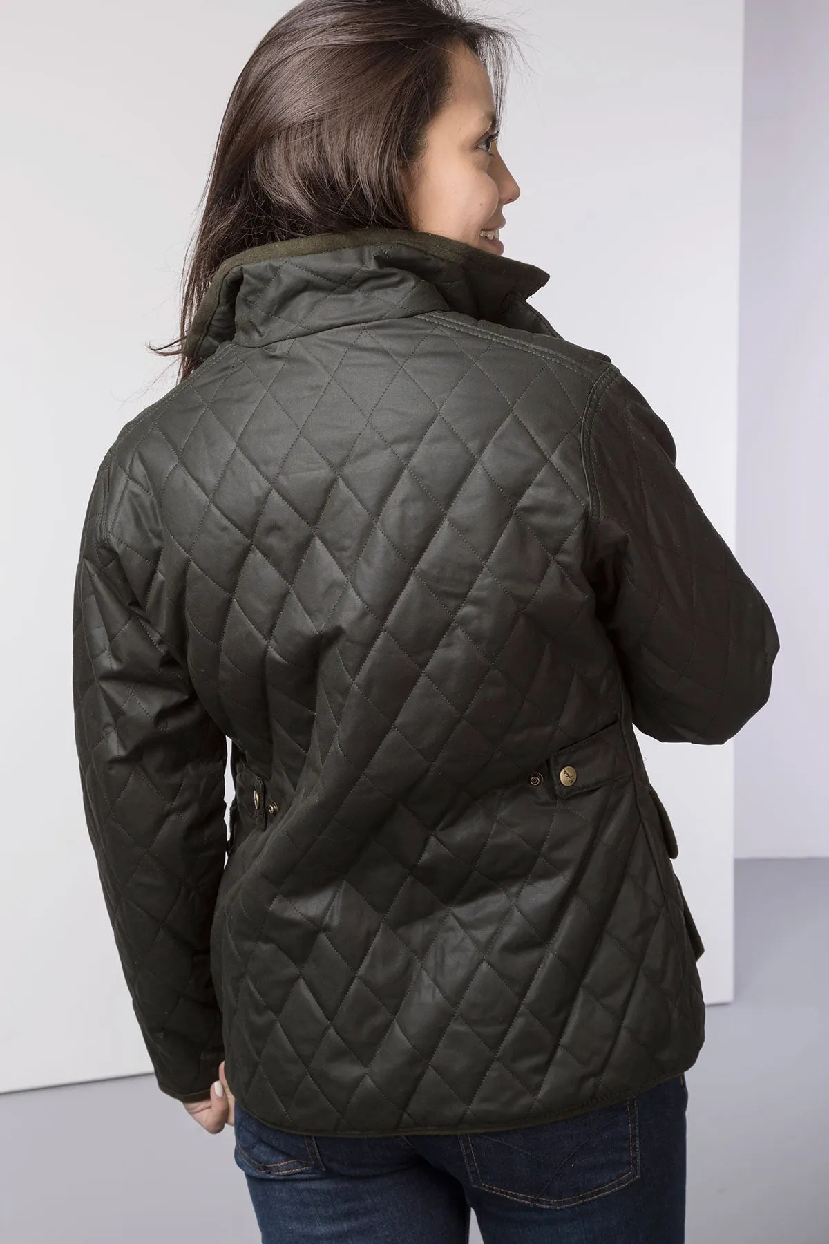 Ladies Diamond Quilted Wax Jacket