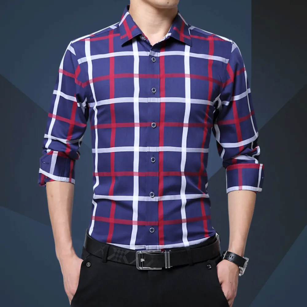 Mens Button Down Checkered Shirt