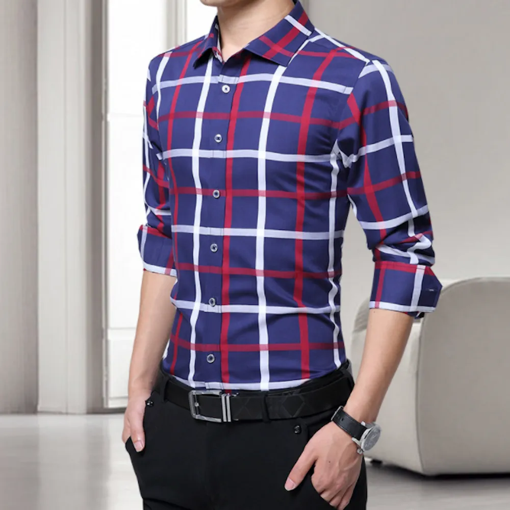 Mens Button Down Checkered Shirt