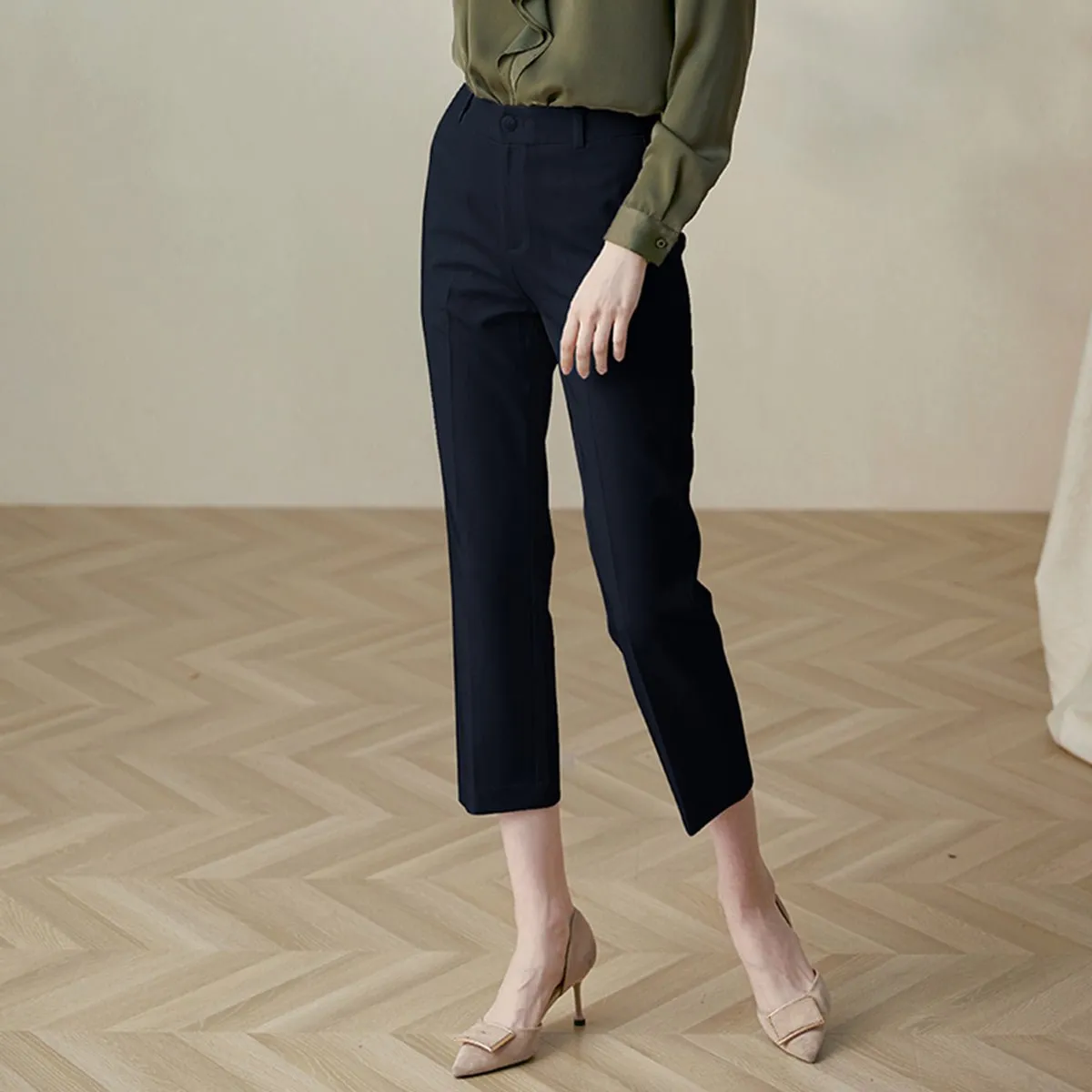 Mid-Rise Navy Workwear Pants