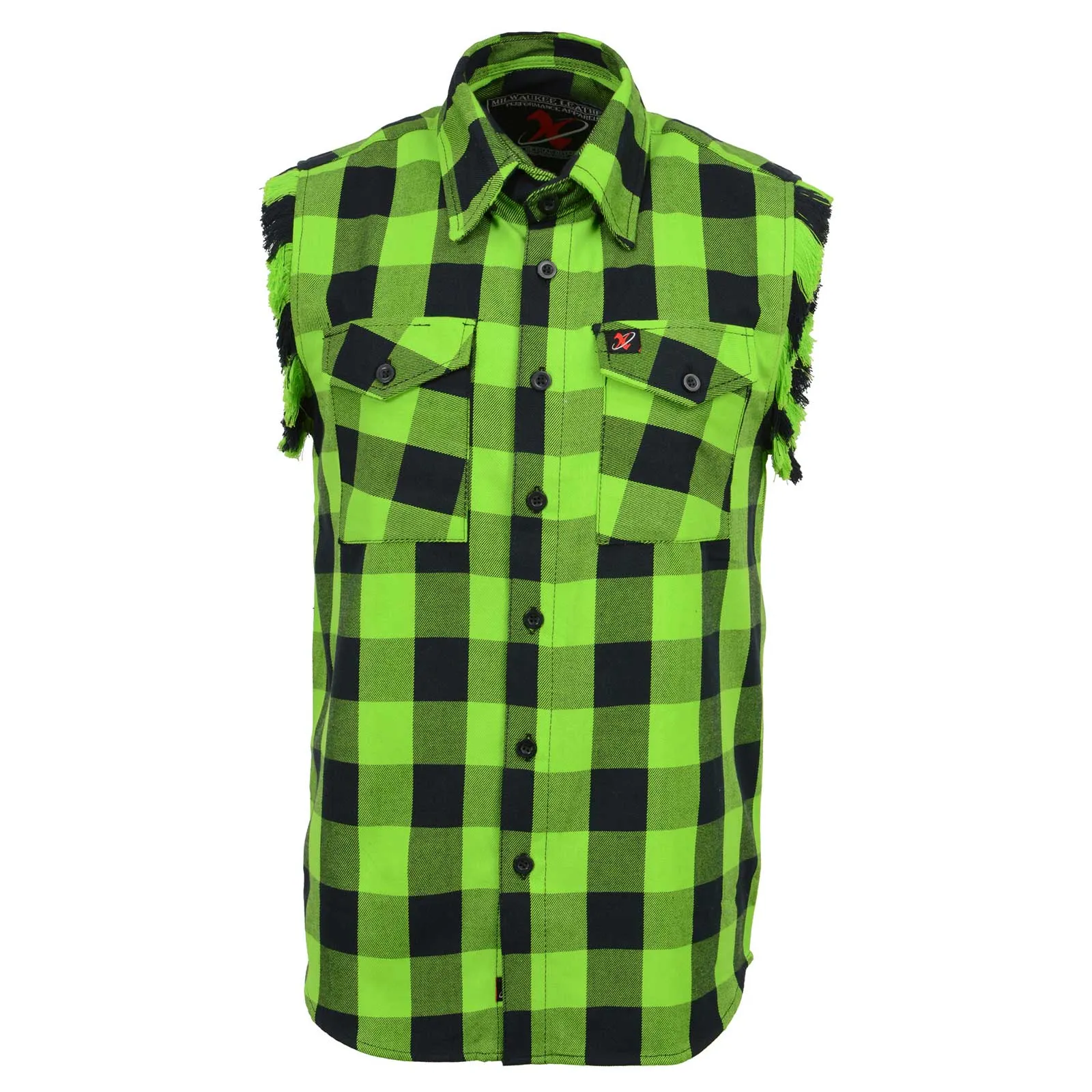 Milwaukee Leather MNG11691 Men’s Classic Black and Green Button-Down