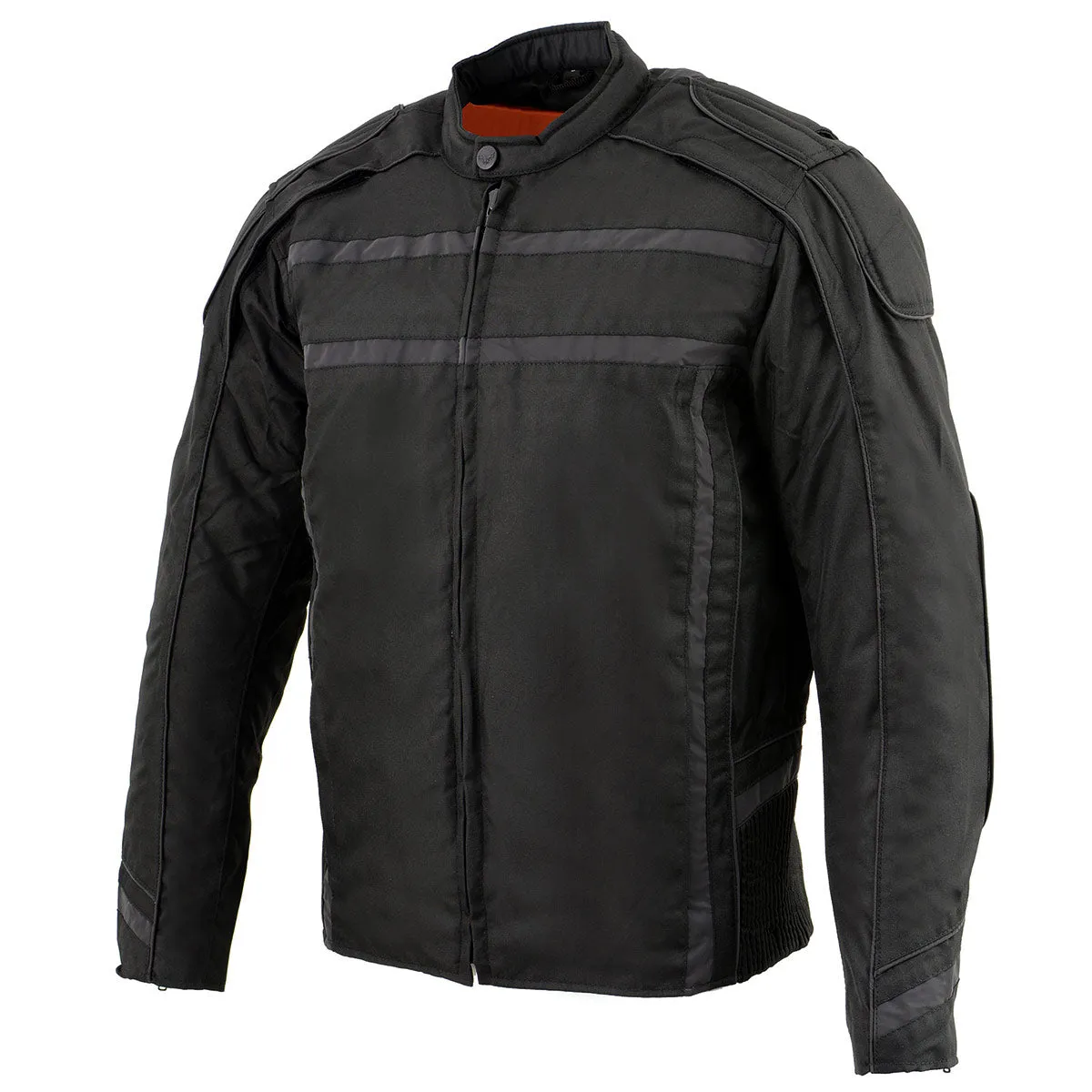 Milwaukee Leather MPM1740 Men's Black Vented Textile Jacket with Reflective Stripes