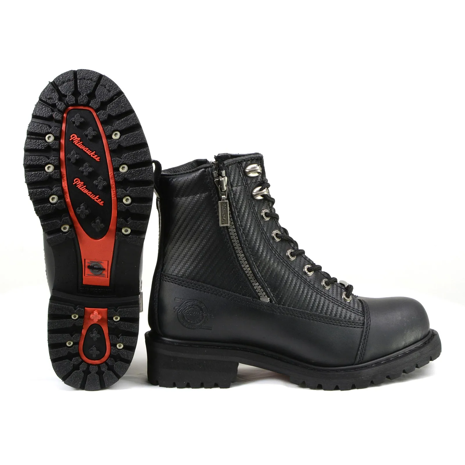 Milwaukee Motorcycle Clothing Company MB408 Men's Black Accelerator Motorcycle Leather Boots