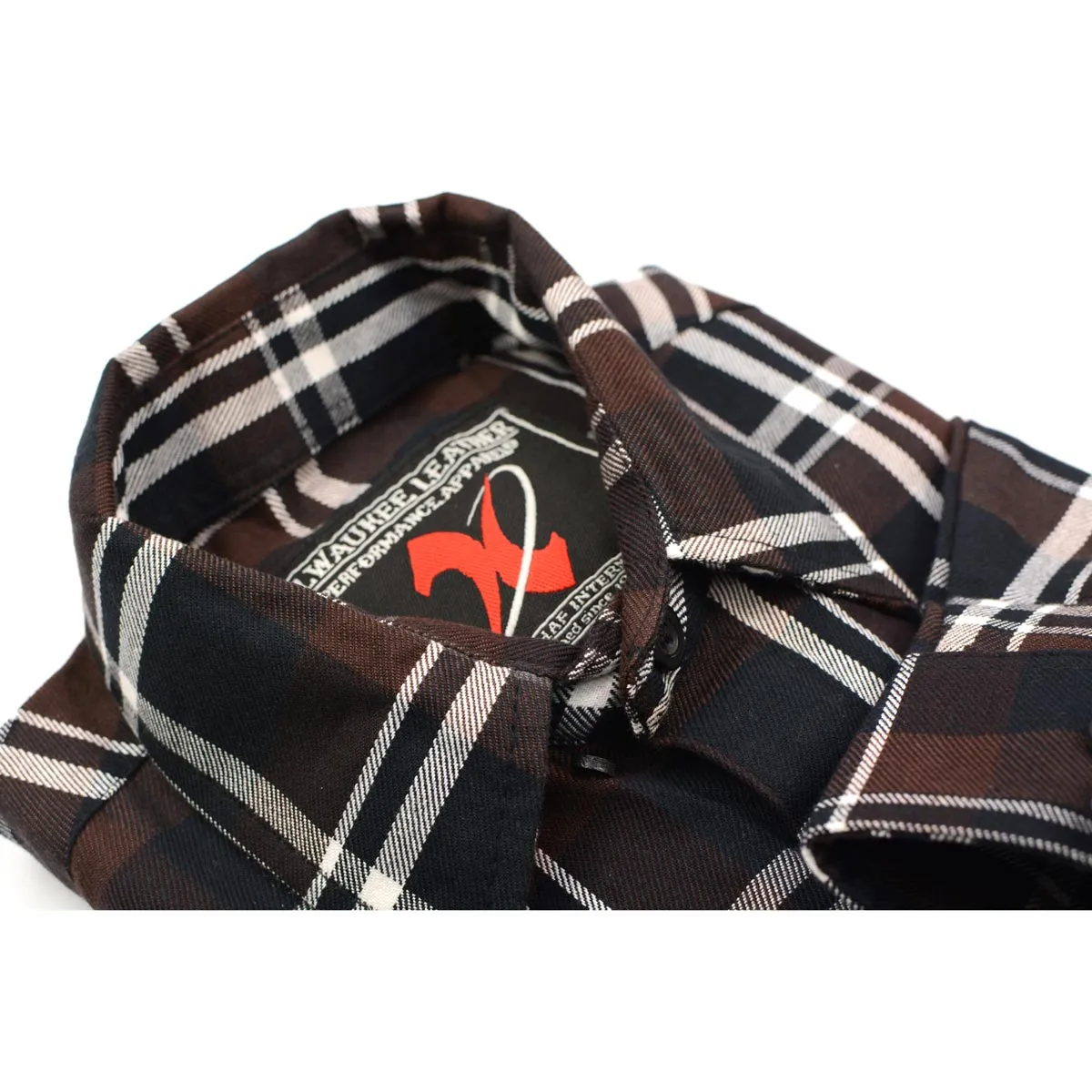 NexGen MNG11643 Men's Brown and Black with White Long Sleeve Cotton Flannel Shirt