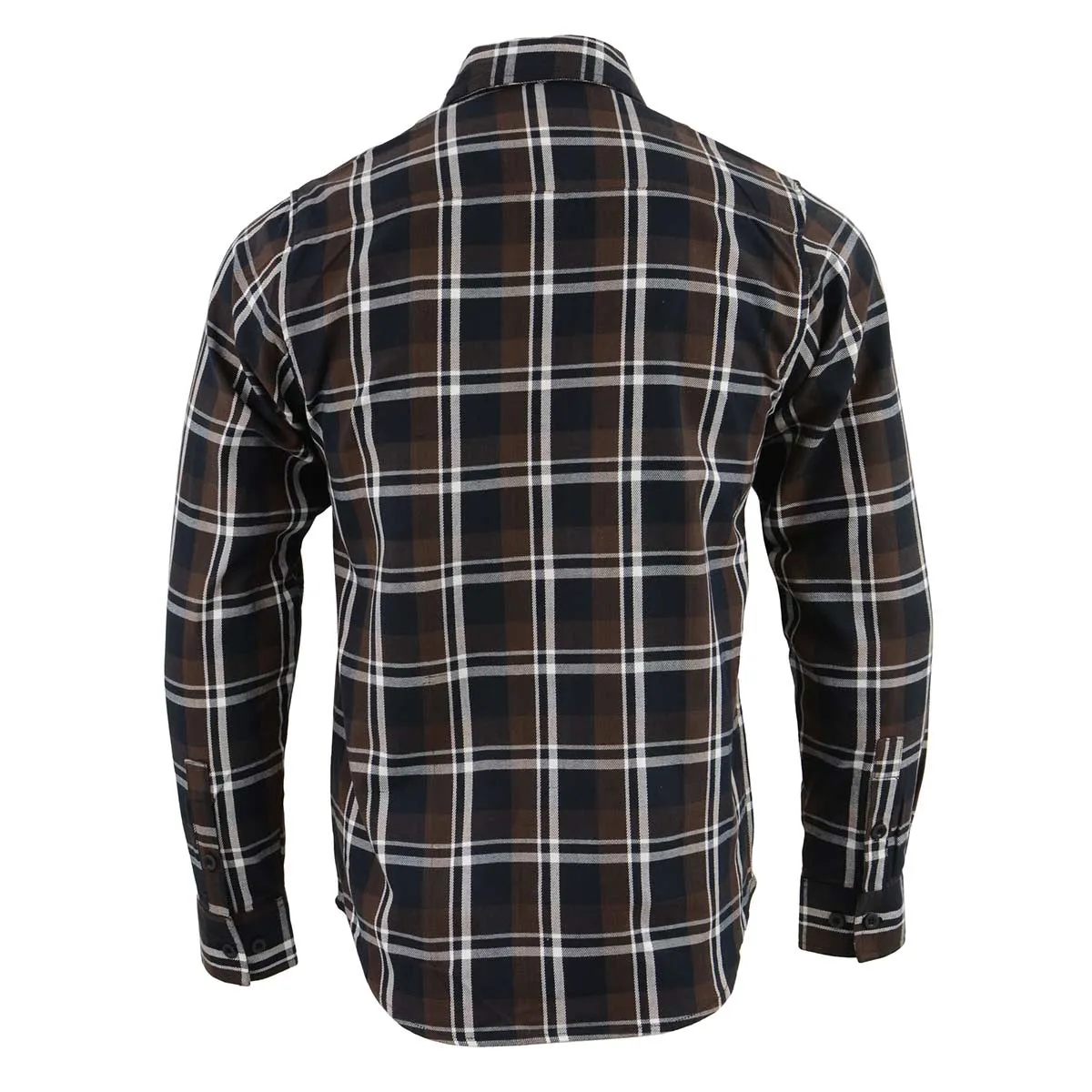 NexGen MNG11643 Men's Brown and Black with White Long Sleeve Cotton Flannel Shirt