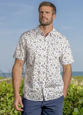 Pensacola Beach Print Shirt in White Multi by Flag and Anthem