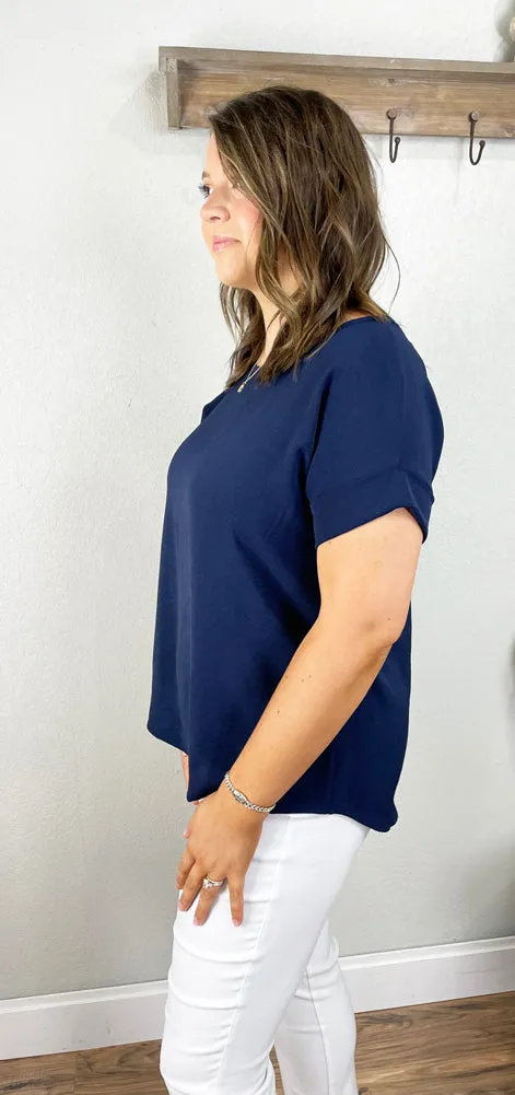 Scoop Neck Top in Navy by Entro