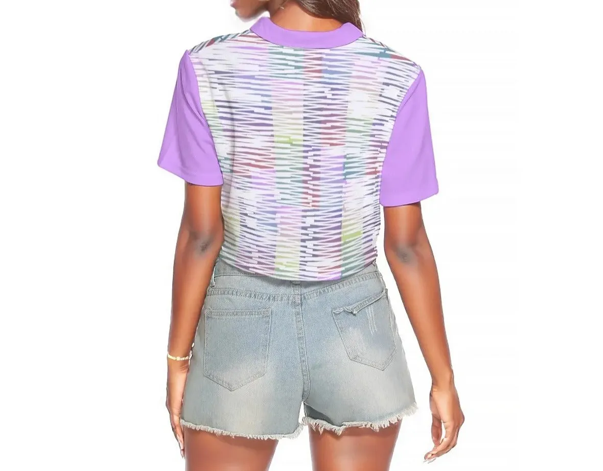 Scribbled Women's V-neck Short Sleeve Cropped T-shirt