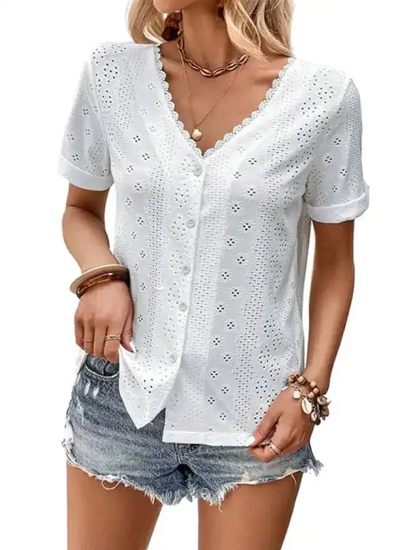 Summer new women’s clothing reversible white blouse