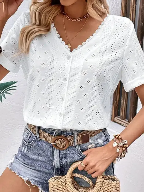 Summer new women’s clothing reversible white blouse