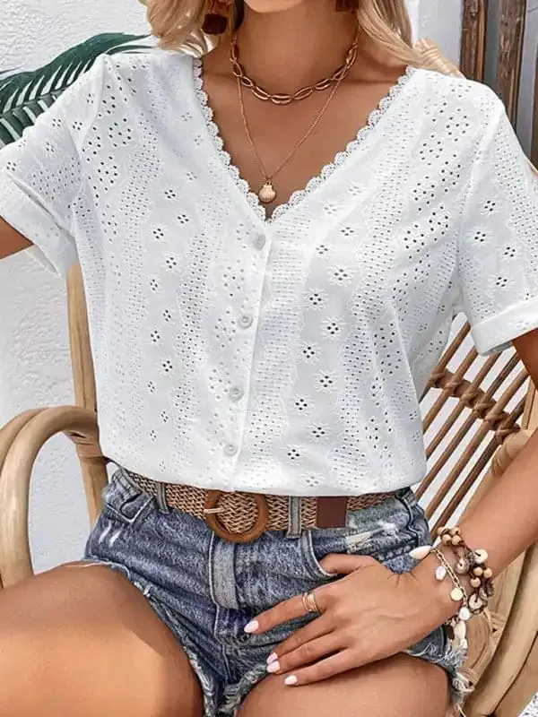 Summer new women’s clothing reversible white blouse