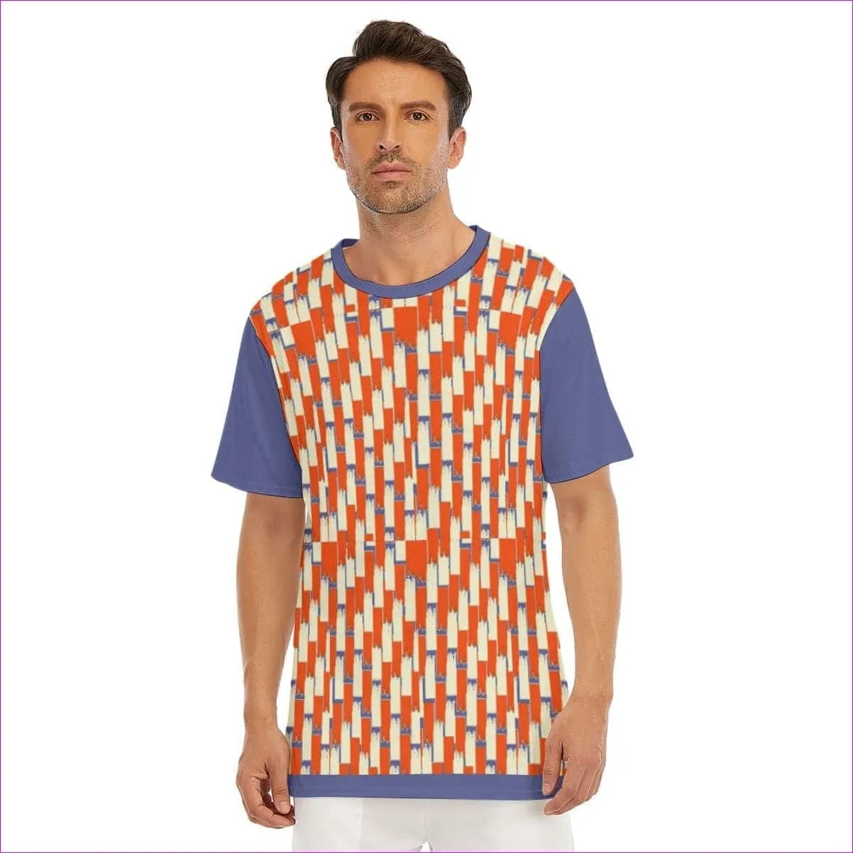 Taped Men's O-Neck T-Shirt | 100% Cotton- Orange