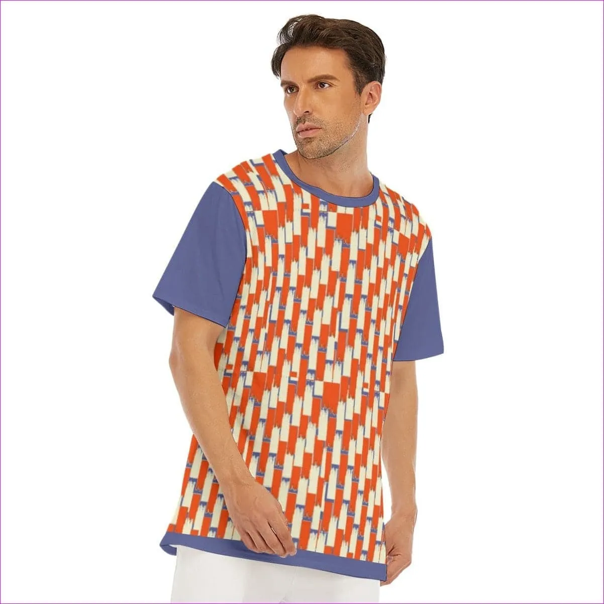 Taped Men's O-Neck T-Shirt | 100% Cotton- Orange