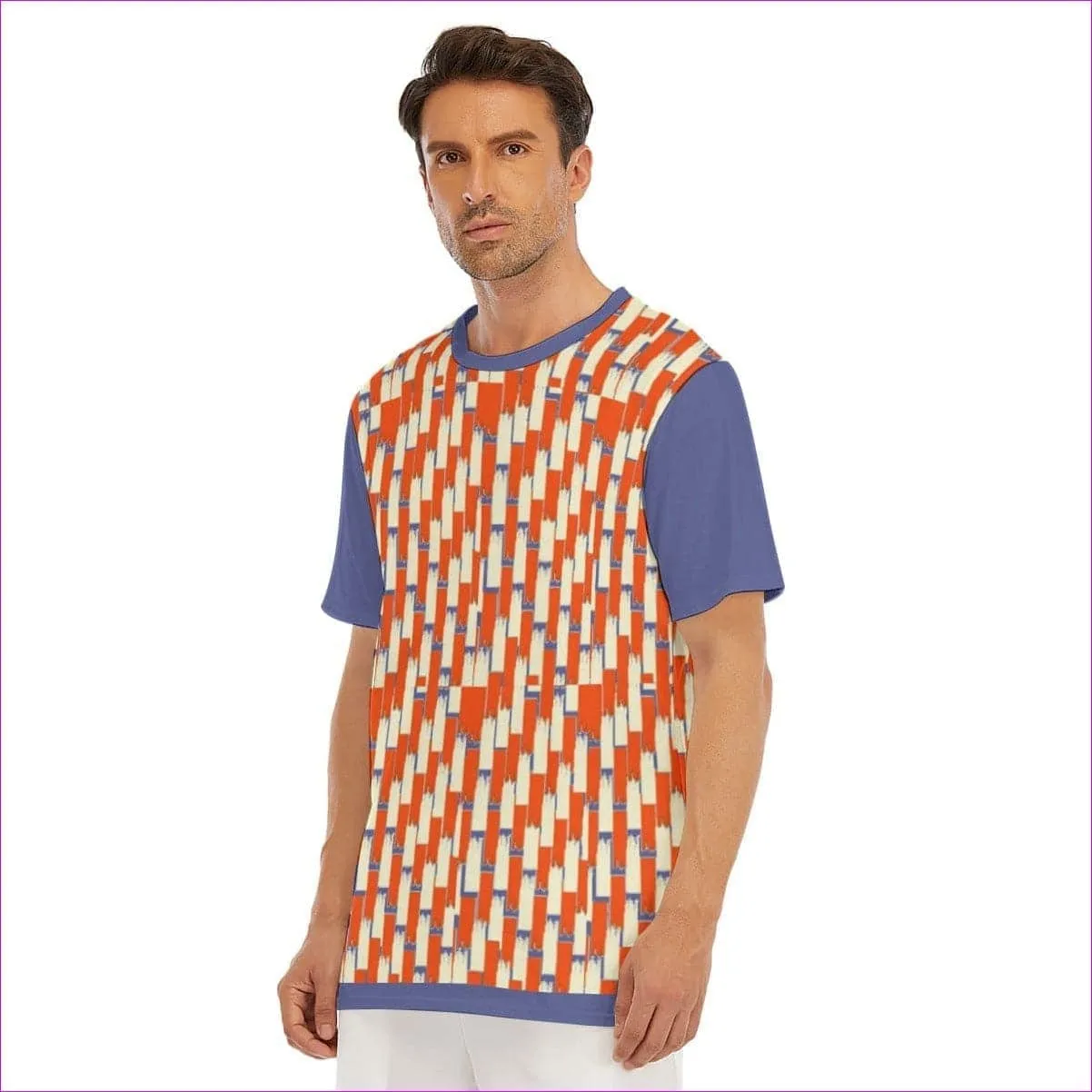 Taped Men's O-Neck T-Shirt | 100% Cotton- Orange