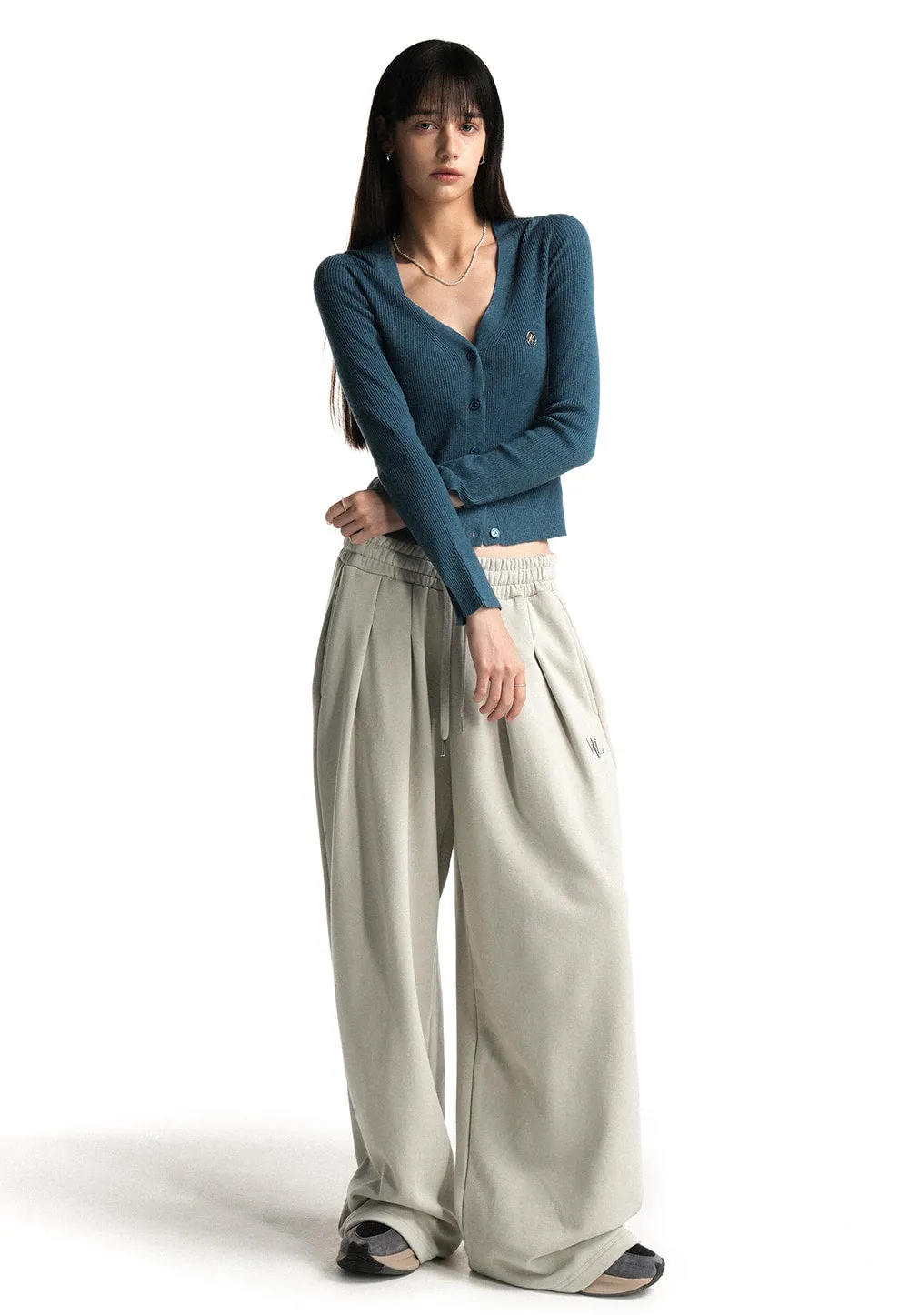 WAL signature tuck wide pants light grey